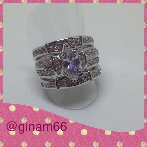 New CZ 3 pcs set Wedding/ Engagement Rings - Picture 1 of 8